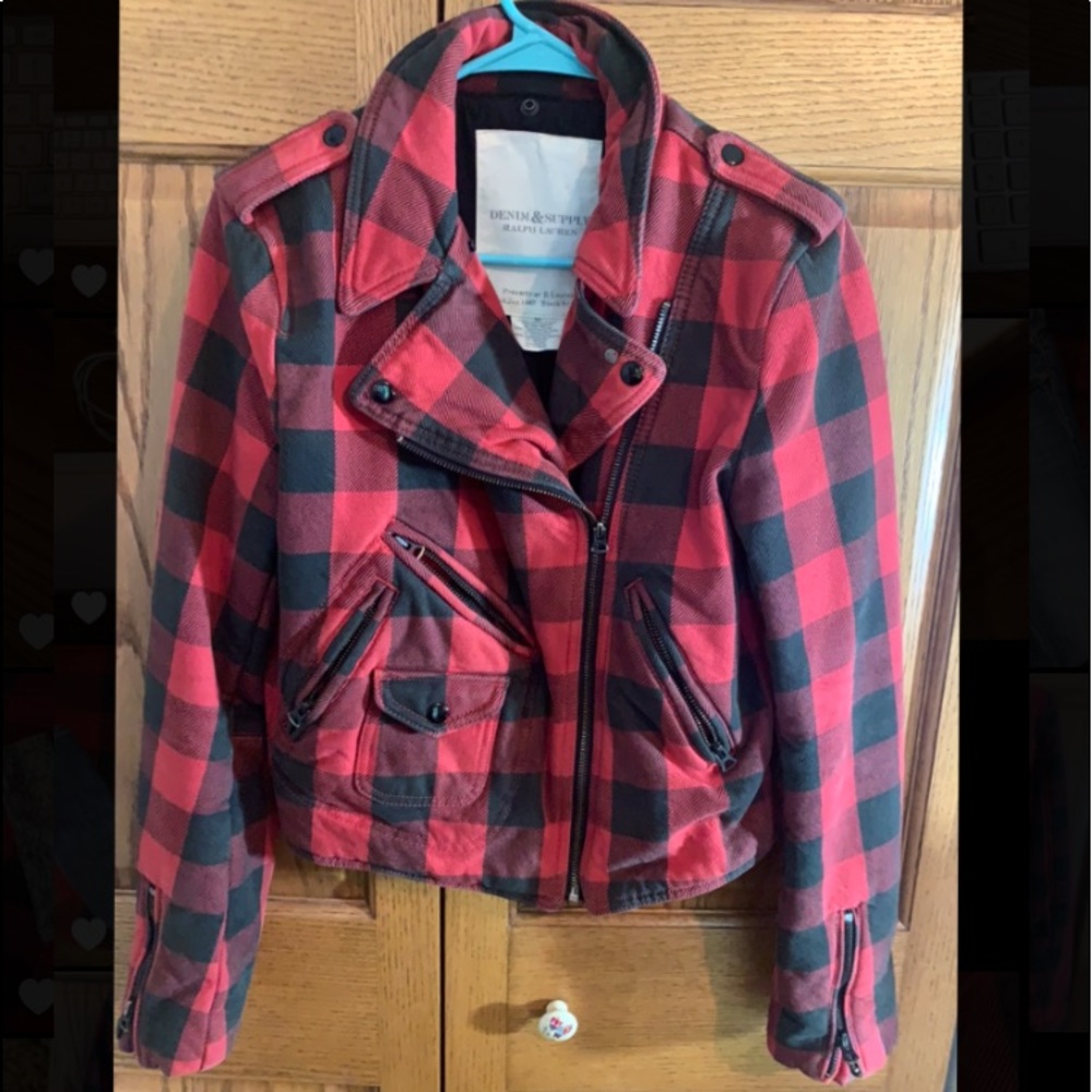 Ralph Lauren Denim Red & Black Plaid Winter Jacket